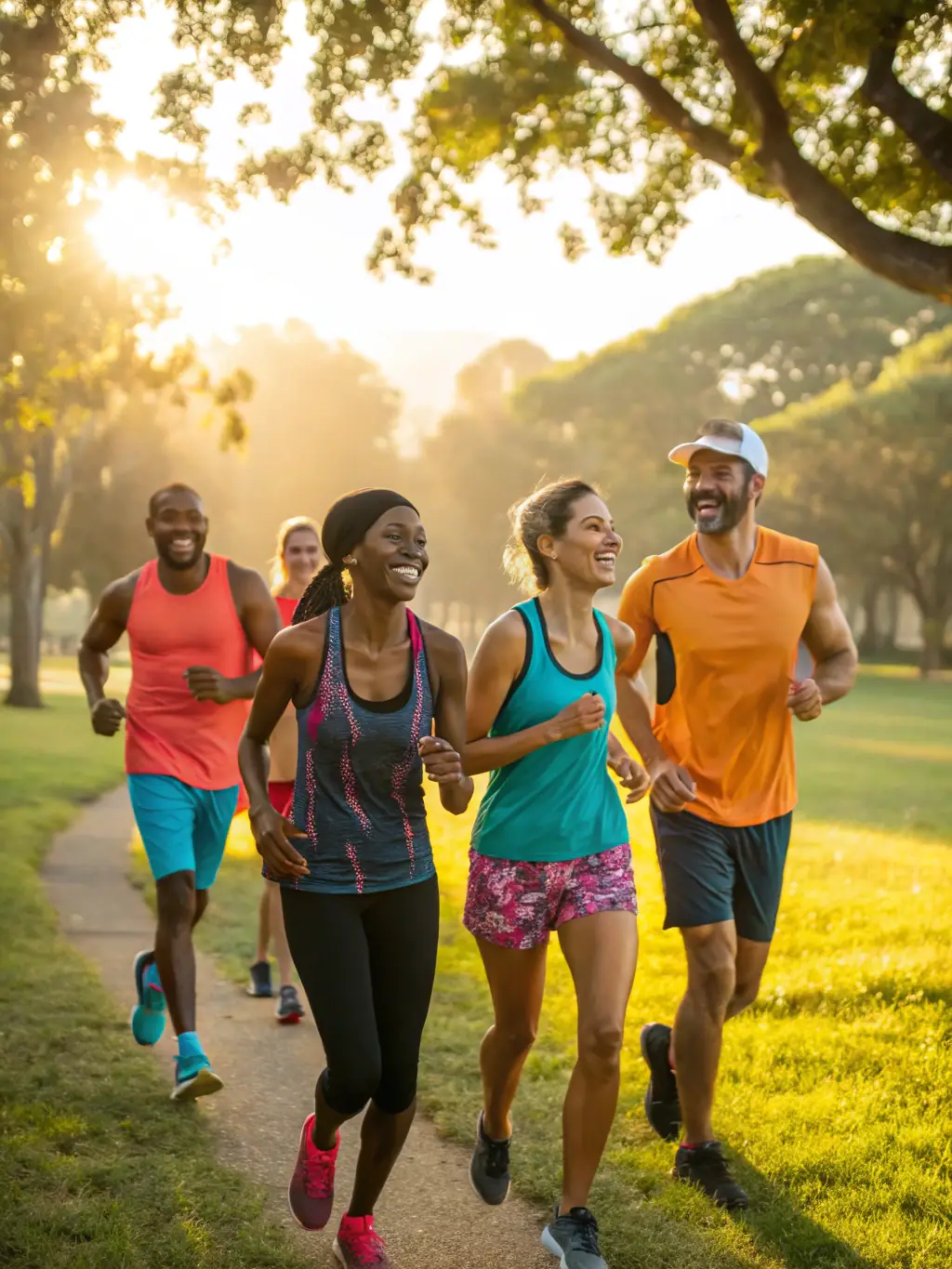 A scenic image of runners enjoying a trail run through a beautiful natural landscape, highlighting the fun and adventurous side of JOG 12.